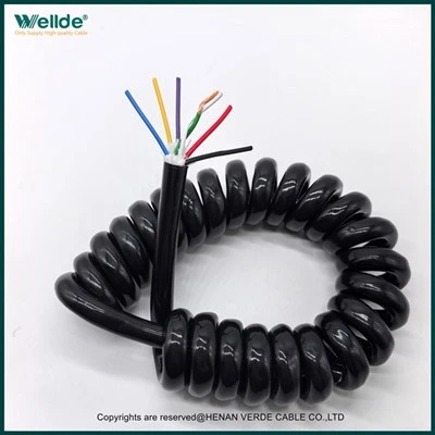 7-core Signal PUR Spiral Cable Telescopic Spring Wire